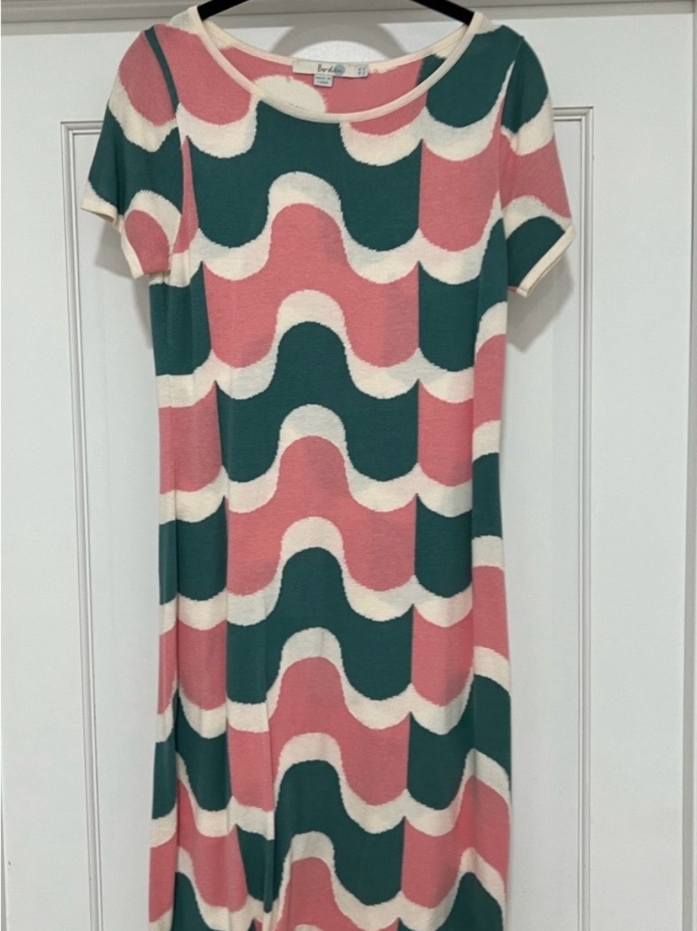 Boden White/pink/green Wave dress 10P See measurements